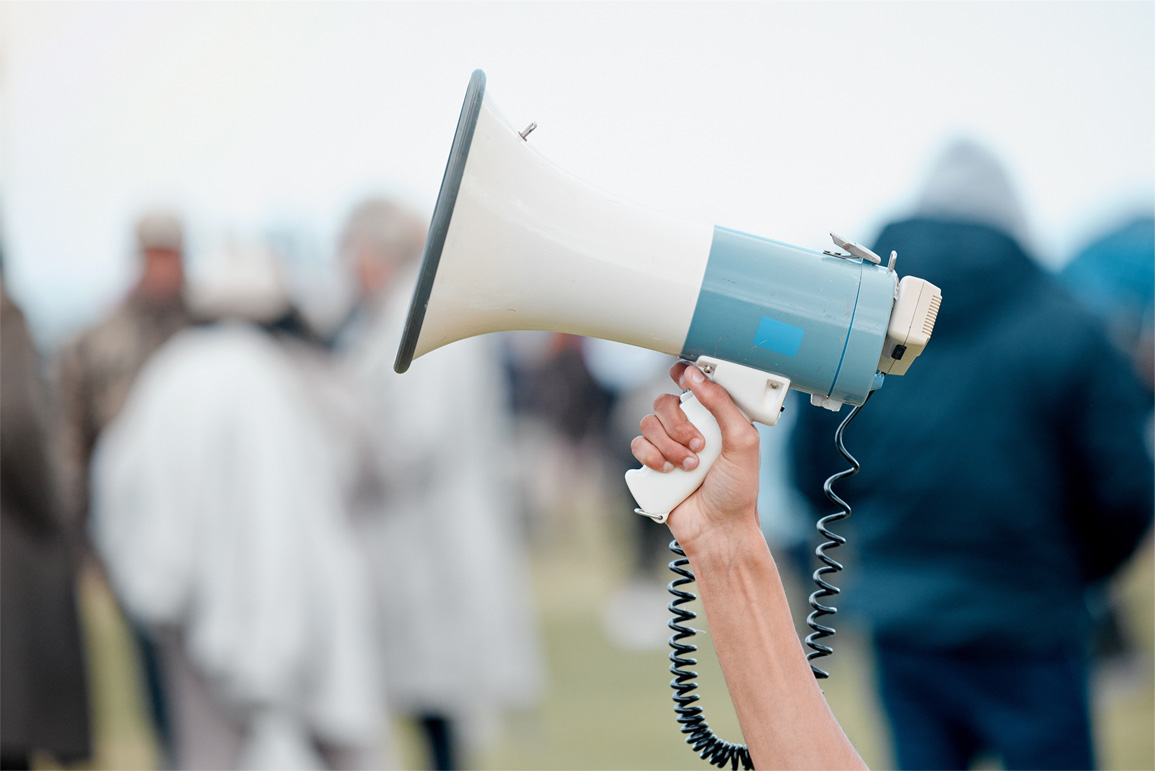 Teacher union strike megaphone