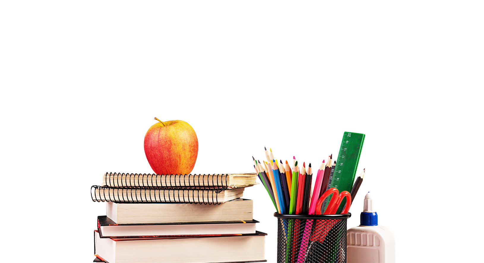 School supplies on a desk